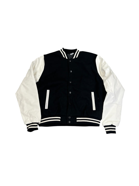 Varsity Letterman Jacket - Black/White
