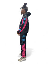 3 Tone Windbreaker Set - Pink/Blue/Black