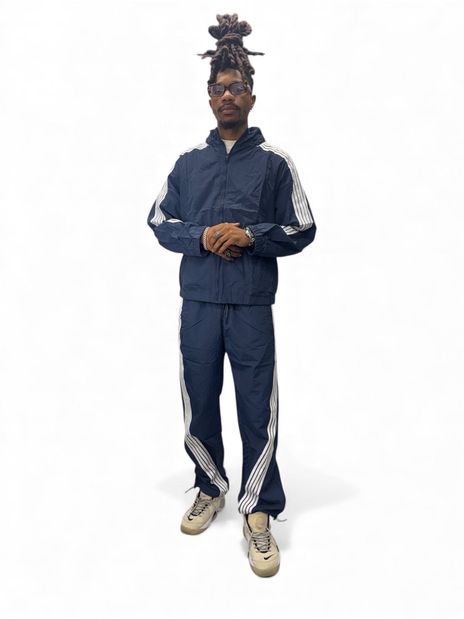 Strip Track Suit - Navy