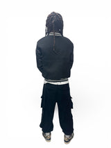 Varsity Jacket Pu Leather Sleeves - Black/Black