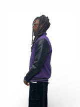 Varsity Jacket Pu Leather Sleeves - Black/Purple