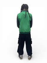 Varsity Jacket Pu Leather Sleeves - Black/Green
