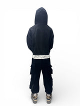 Crop Zipper Hoodie - Black