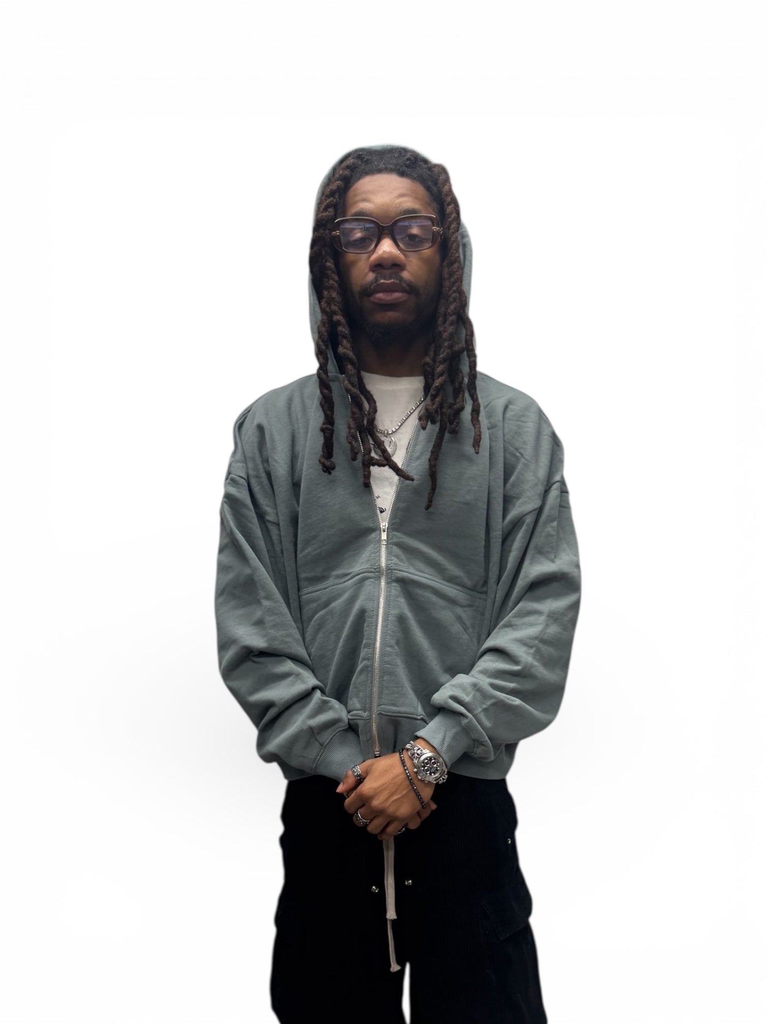 Crop Zipper Hoodie - Grey