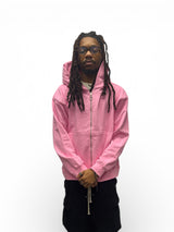 Crop Zipper Hoodie - Pink